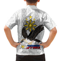Philippines Eagle Week Family Matching Off Shoulder Short Dress and Hawaiian Shirt Polynesian Pattern Barong Style