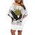 Philippines Eagle Week Family Matching Off Shoulder Short Dress and Hawaiian Shirt Polynesian Pattern Barong Style