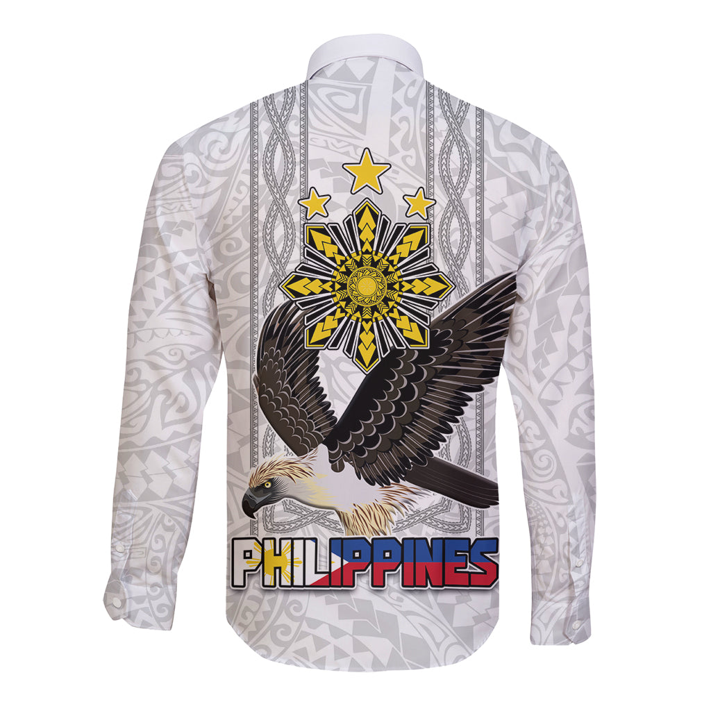 Philippines Eagle Week Long Sleeve Button Shirt Polynesian Pattern Barong Style