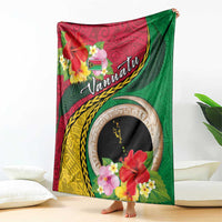 Vanuatu Tribal Boar Tusk Blanket Tropical Plants with Namele and Melanesian Pattern