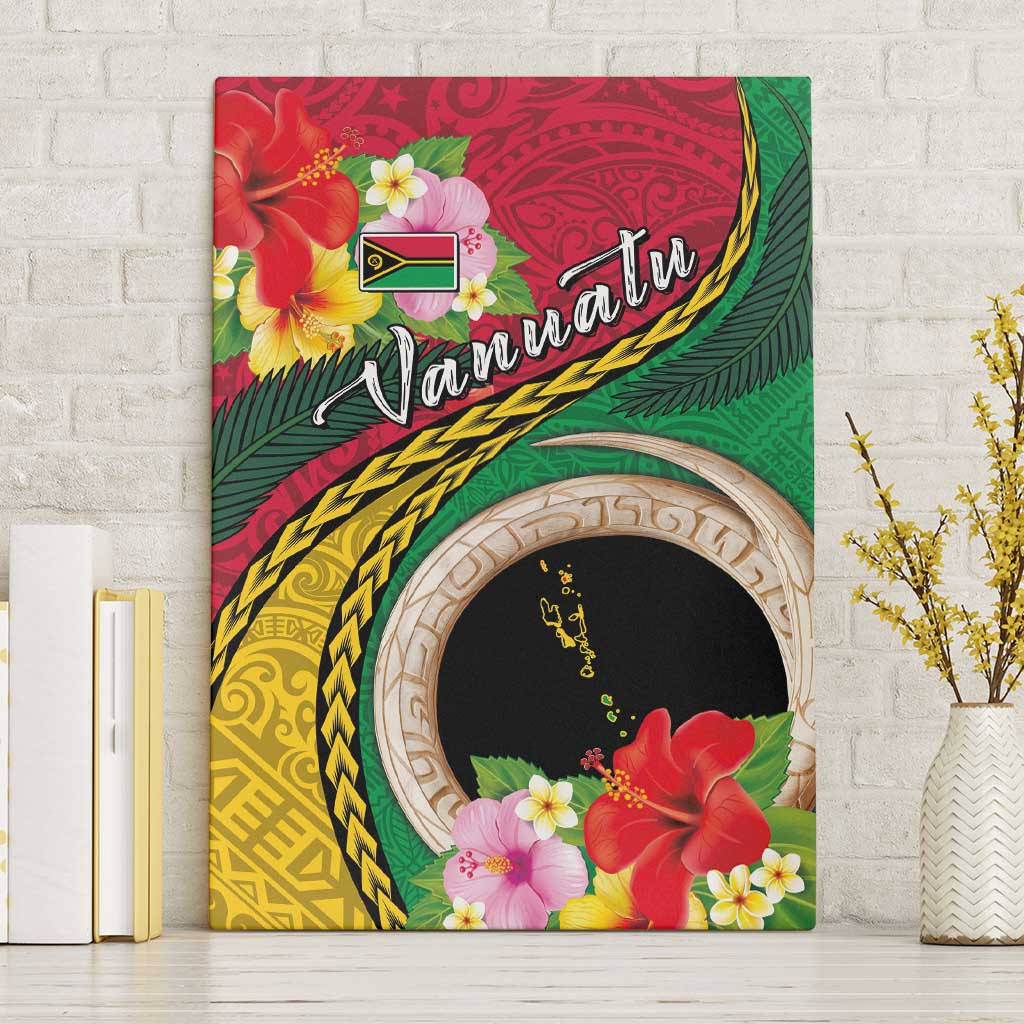 Vanuatu Tribal Boar Tusk Canvas Wall Art Tropical Plants with Namele and Melanesian Pattern LT03 Without Frame Red - Polynesian Pride
