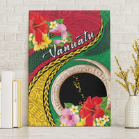 Vanuatu Tribal Boar Tusk Canvas Wall Art Tropical Plants with Namele and Melanesian Pattern LT03 Without Frame Red - Polynesian Pride