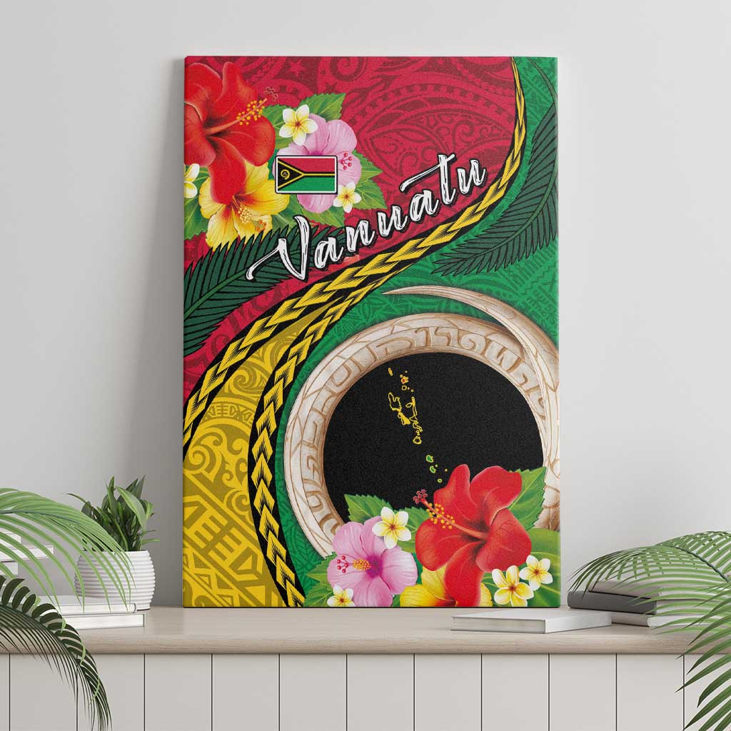 Vanuatu Tribal Boar Tusk Canvas Wall Art Tropical Plants with Namele and Melanesian Pattern LT03 - Polynesian Pride