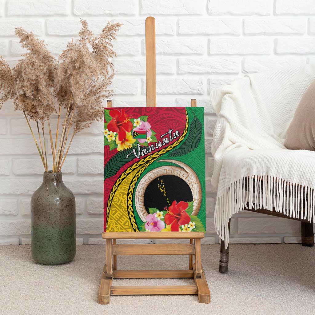 Vanuatu Tribal Boar Tusk Canvas Wall Art Tropical Plants with Namele and Melanesian Pattern LT03 - Polynesian Pride