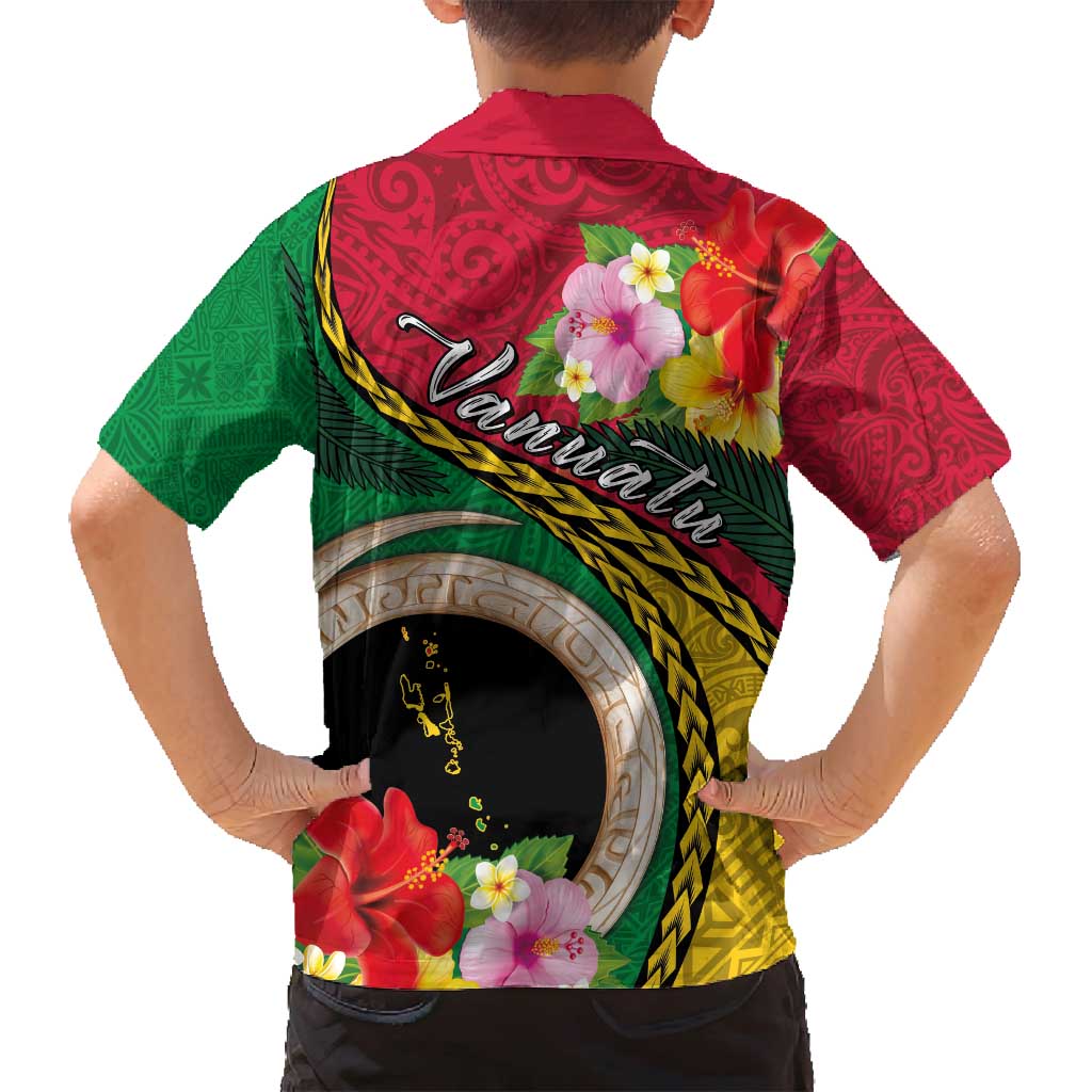 Vanuatu Tribal Boar Tusk Family Matching Summer Maxi Dress and Hawaiian Shirt Tropical Plants with Namele and Melanesian Pattern