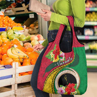 Vanuatu Tribal Boar Tusk Grocery Bag Tropical Plants with Namele and Melanesian Pattern