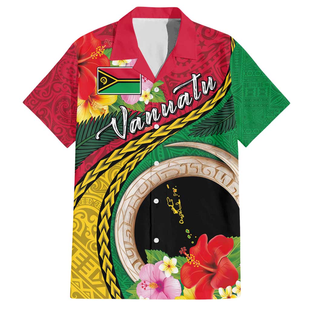 Vanuatu Tribal Boar Tusk Hawaiian Shirt Tropical Plants with Namele and Melanesian Pattern LT03 Red - Polynesian Pride