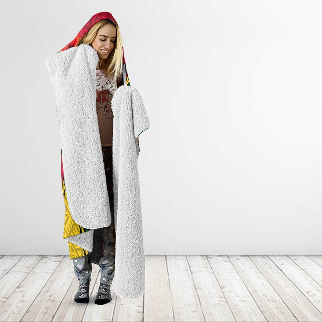 Vanuatu Tribal Boar Tusk Hooded Blanket Tropical Plants with Namele and Melanesian Pattern LT03 - Polynesian Pride