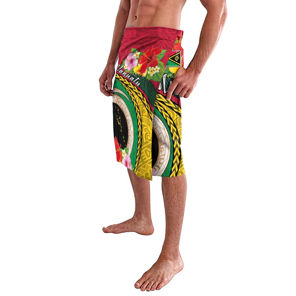 Vanuatu Tribal Boar Tusk Lavalava Tropical Plants with Namele and Melanesian Pattern