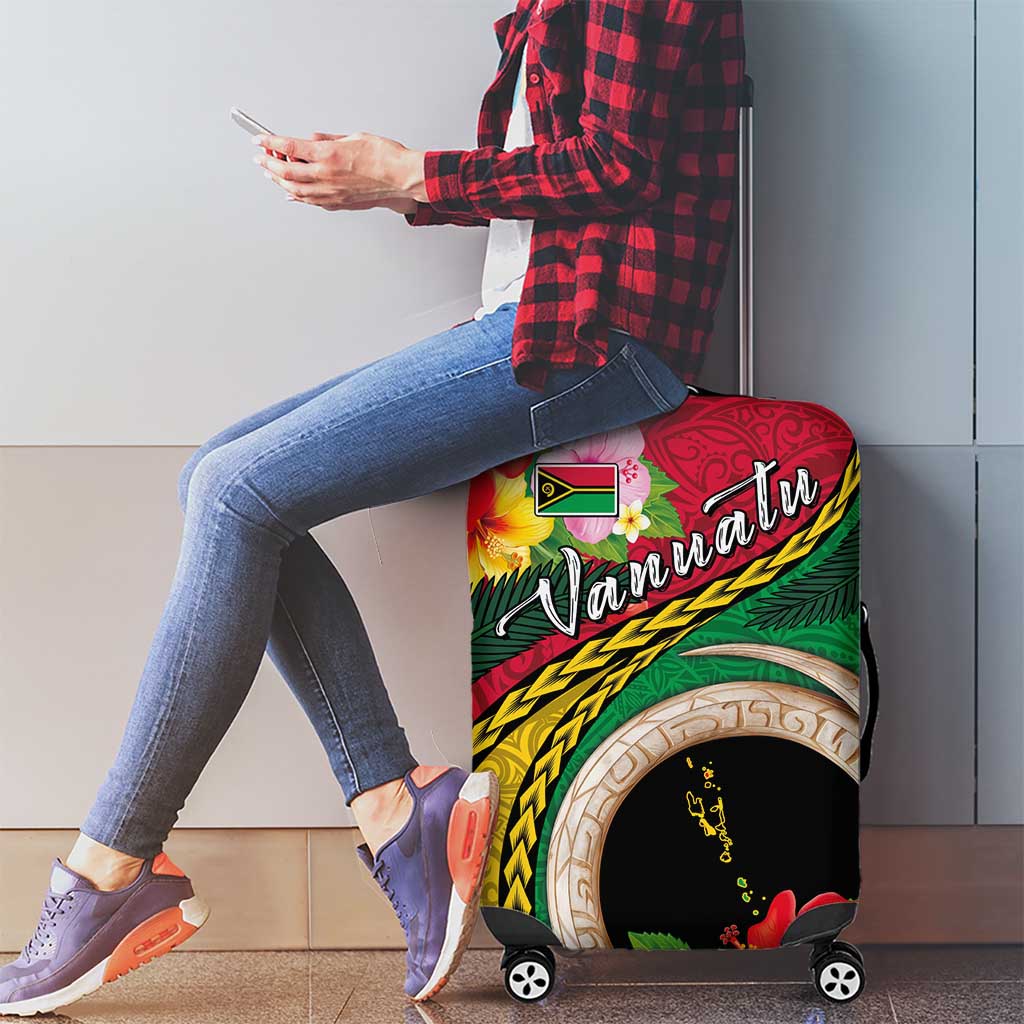 Vanuatu Tribal Boar Tusk Luggage Cover Tropical Plants with Namele and Melanesian Pattern