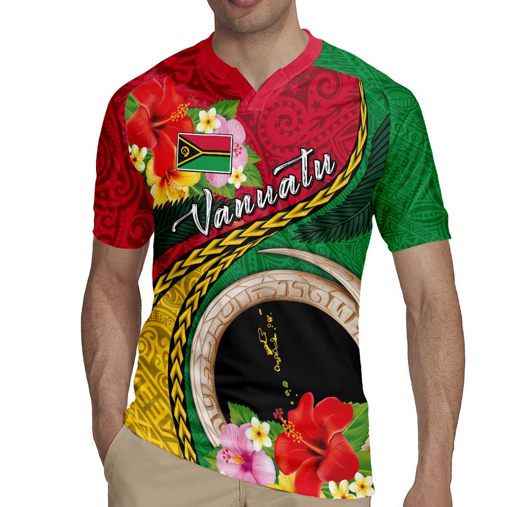 Vanuatu Tribal Boar Tusk Rugby Jersey Tropical Plants with Namele and Melanesian Pattern LT03 - Polynesian Pride