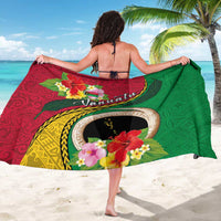 Vanuatu Tribal Boar Tusk Sarong Tropical Plants with Namele and Melanesian Pattern