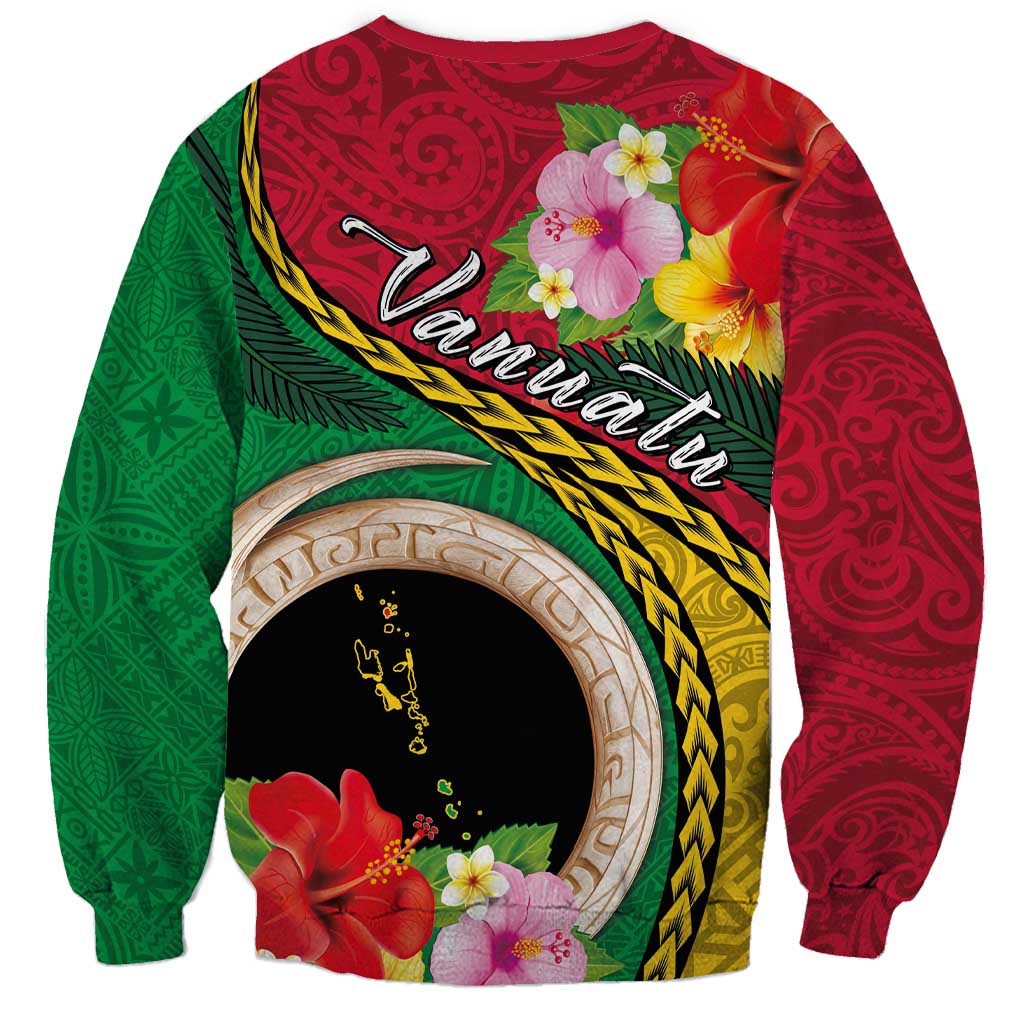 Vanuatu Tribal Boar Tusk Sweatshirt Tropical Plants with Namele and Melanesian Pattern LT03 - Polynesian Pride