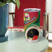 Vanuatu Tribal Boar Tusk Tumbler Cup Tropical Plants with Namele and Melanesian Pattern