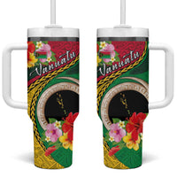 Vanuatu Tribal Boar Tusk Tumbler With Handle Tropical Plants with Namele and Melanesian Pattern