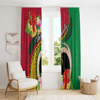 Vanuatu Tribal Boar Tusk Window Curtain Tropical Plants with Namele and Melanesian Pattern