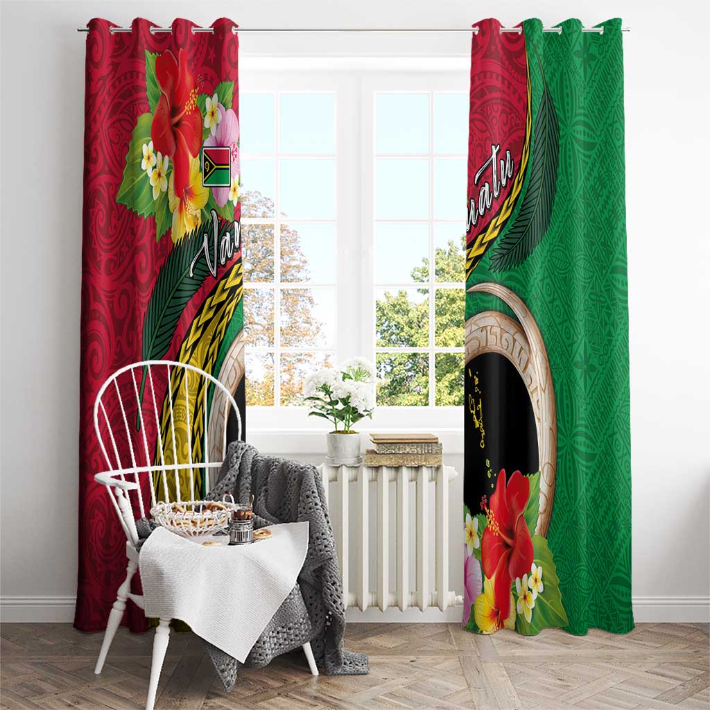 Vanuatu Tribal Boar Tusk Window Curtain Tropical Plants with Namele and Melanesian Pattern