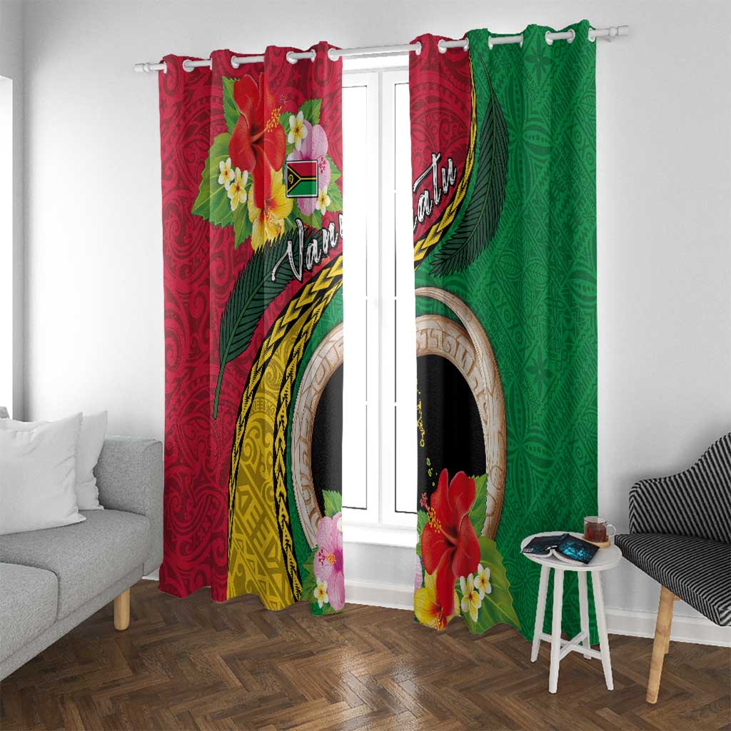 Vanuatu Tribal Boar Tusk Window Curtain Tropical Plants with Namele and Melanesian Pattern