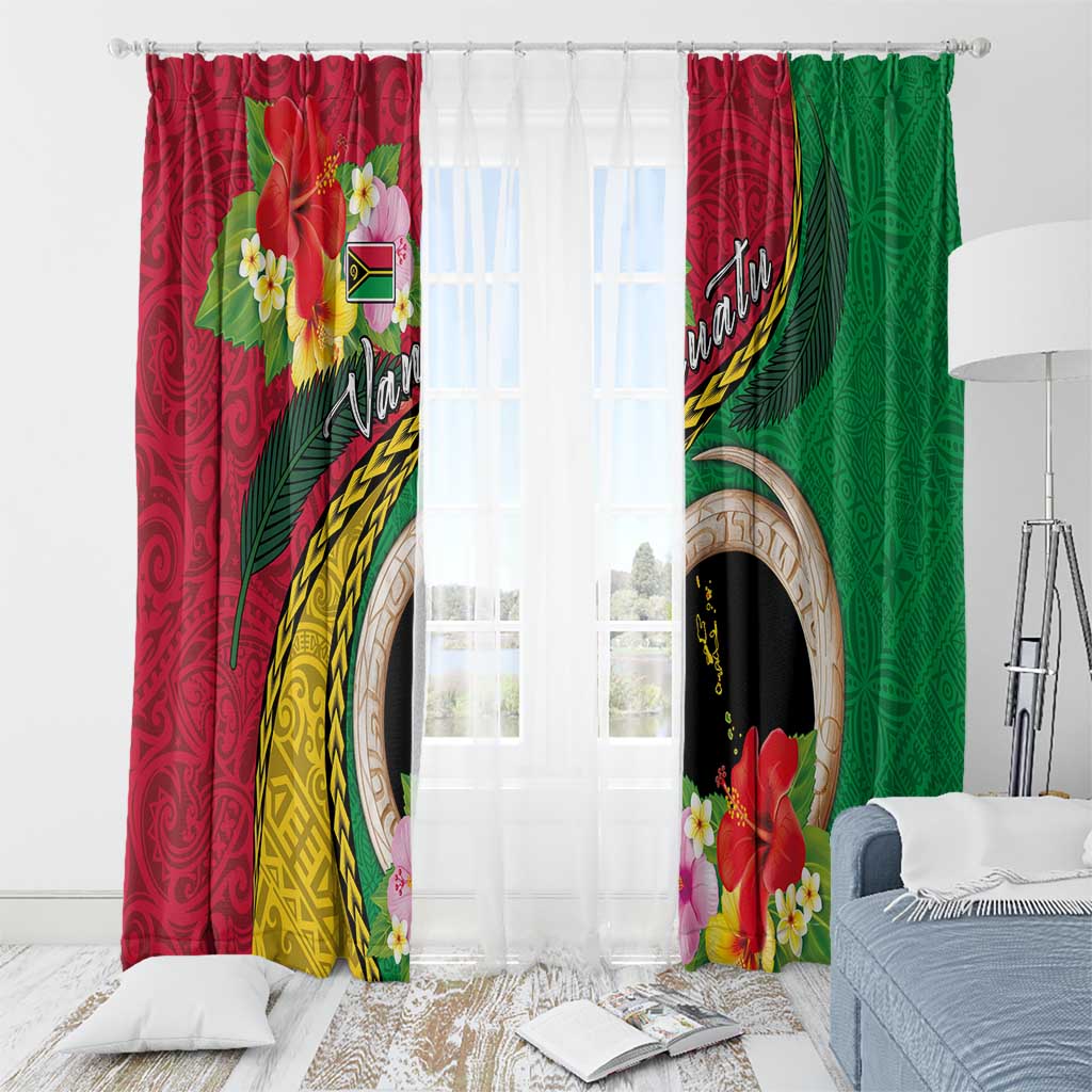 Vanuatu Tribal Boar Tusk Window Curtain Tropical Plants with Namele and Melanesian Pattern