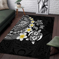 Hawaiian Plumeria Turtles Area Rug Polynesian Art Tattoo