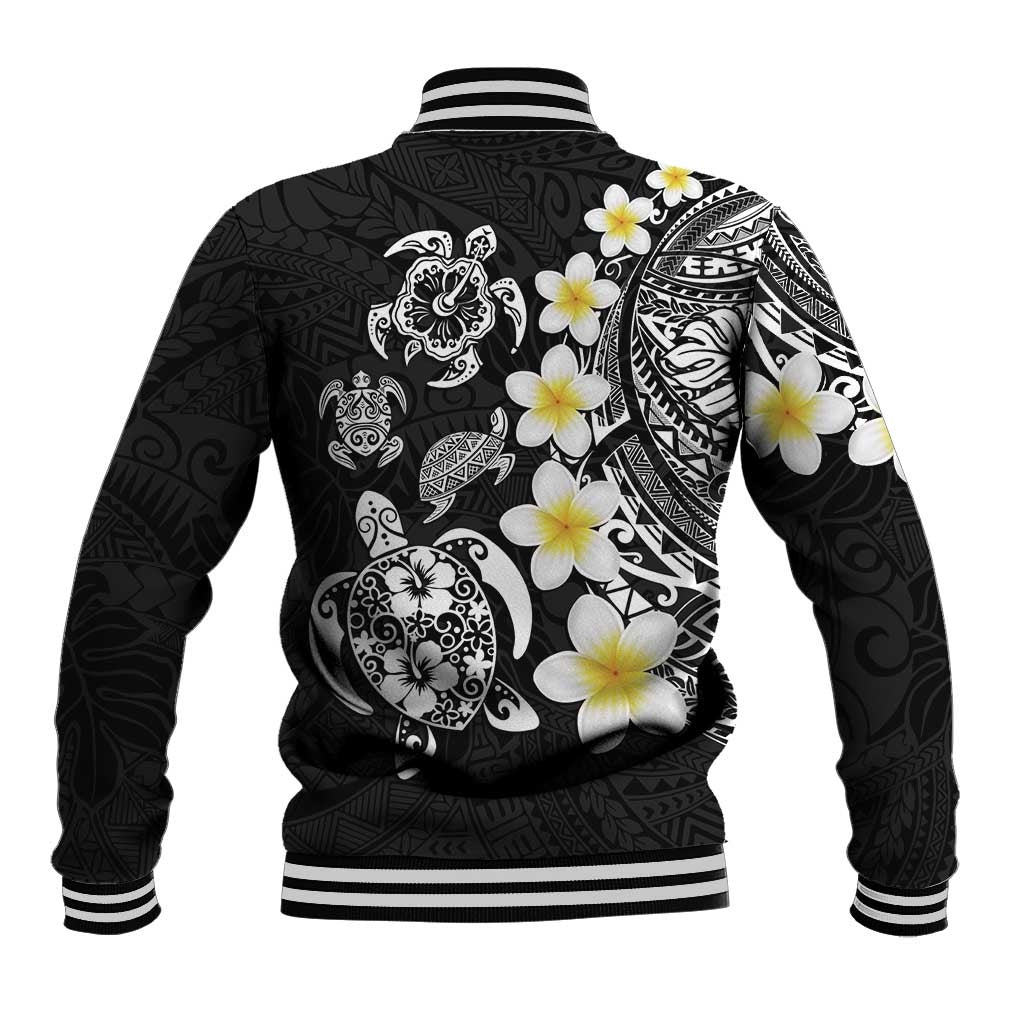 Hawaiian Plumeria Turtles Baseball Jacket Polynesian Art Tattoo LT03 - Polynesian Pride