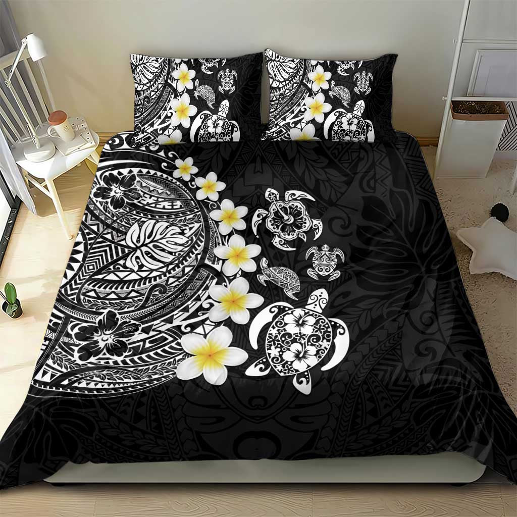 Hawaiian Plumeria Turtles Bedding Set Polynesian Art Tattoo