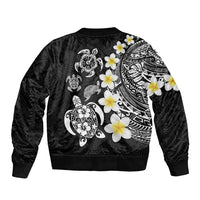 Hawaiian Plumeria Turtles Bomber Jacket Polynesian Art Tattoo