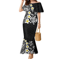 Hawaiian Plumeria Turtles Family Matching Mermaid Dress and Hawaiian Shirt Polynesian Art Tattoo