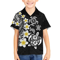 Hawaiian Plumeria Turtles Family Matching Off The Shoulder Long Sleeve Dress and Hawaiian Shirt Polynesian Art Tattoo