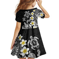 Hawaiian Plumeria Turtles Family Matching Short Sleeve Bodycon Dress and Hawaiian Shirt Polynesian Art Tattoo