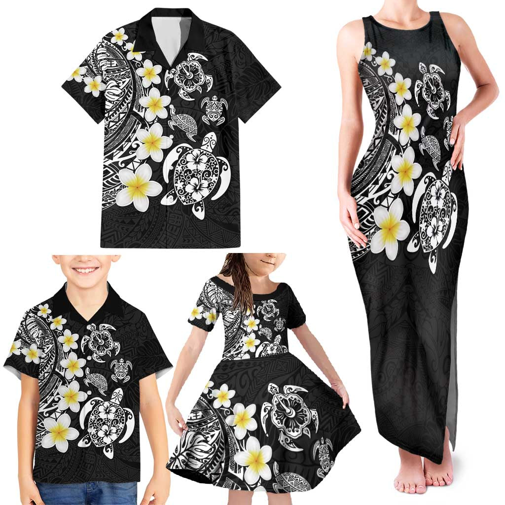 Hawaiian Plumeria Turtles Family Matching Tank Maxi Dress and Hawaiian Shirt Polynesian Art Tattoo LT03 - Polynesian Pride