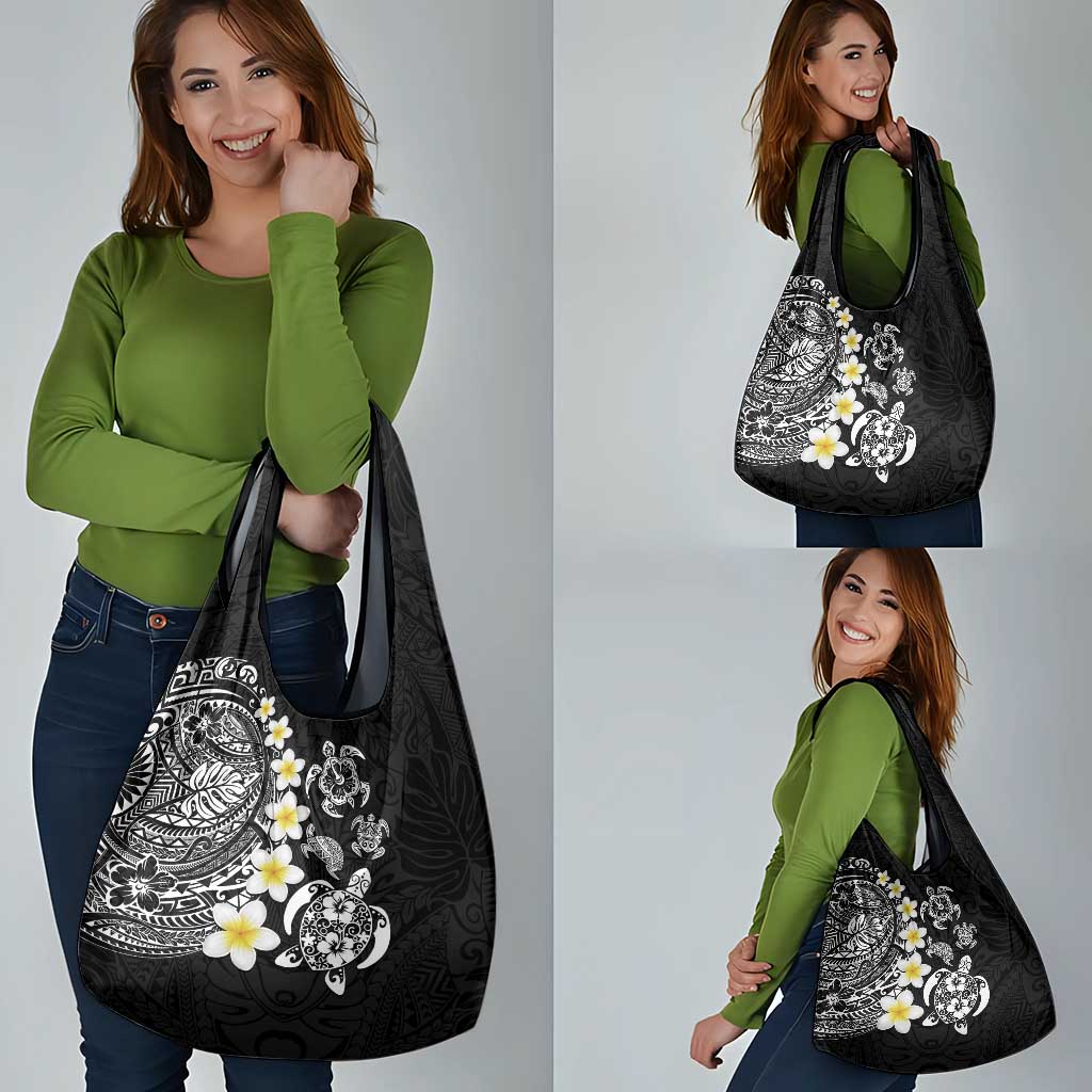 Hawaiian Plumeria Turtles Grocery Bag Polynesian Art Tattoo LT03 - Polynesian Pride