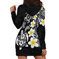 Hawaiian Plumeria Turtles Hoodie Dress Polynesian Art Tattoo