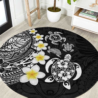 Hawaiian Plumeria Turtles Round Carpet Polynesian Art Tattoo