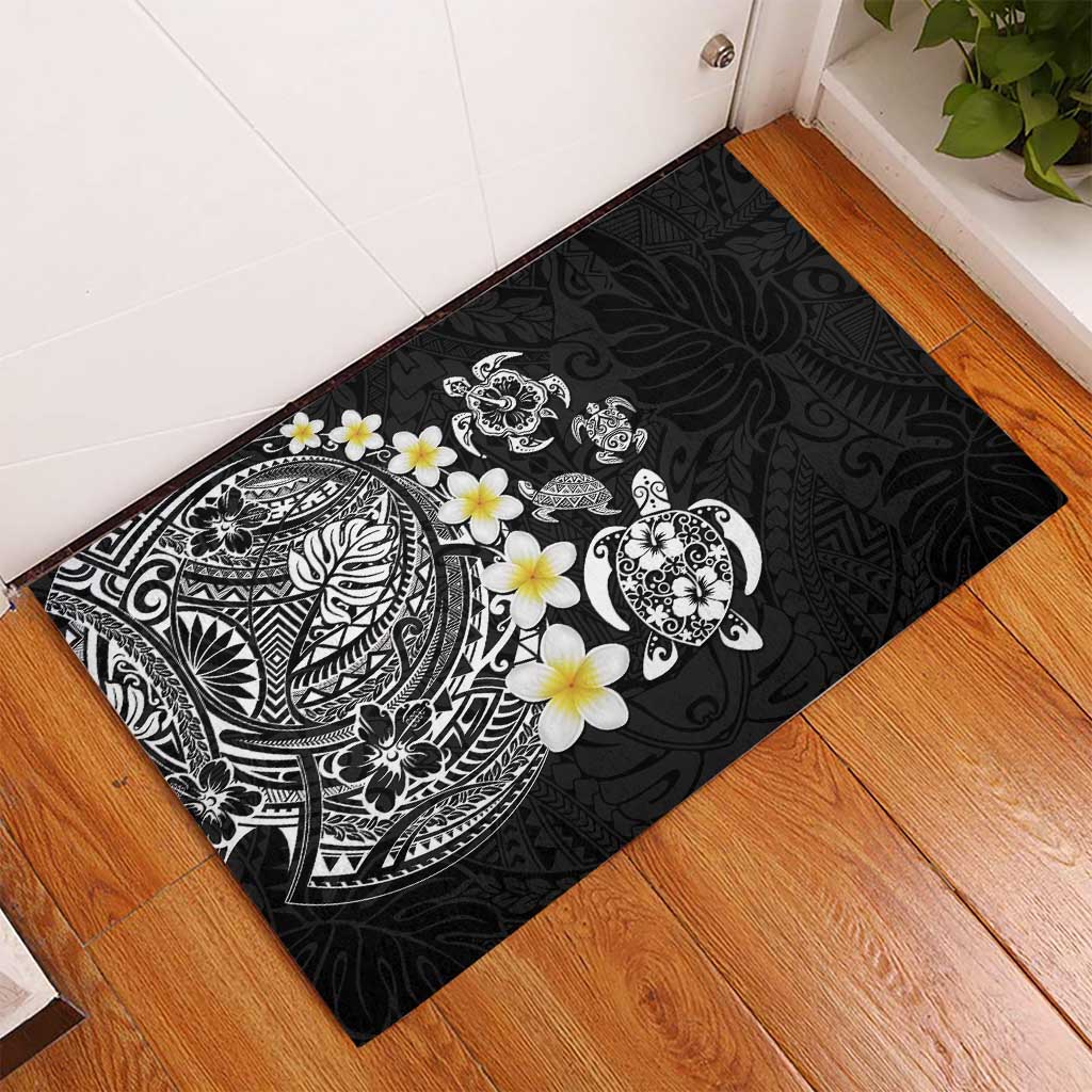 Hawaiian Plumeria Turtles Rubber Doormat Polynesian Art Tattoo LT03 - Polynesian Pride