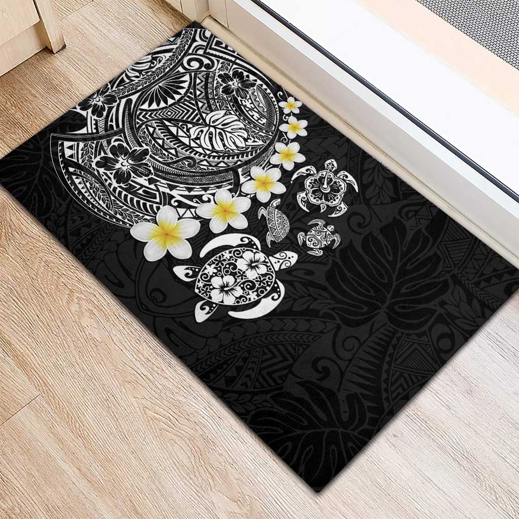 Hawaiian Plumeria Turtles Rubber Doormat Polynesian Art Tattoo LT03 - Polynesian Pride