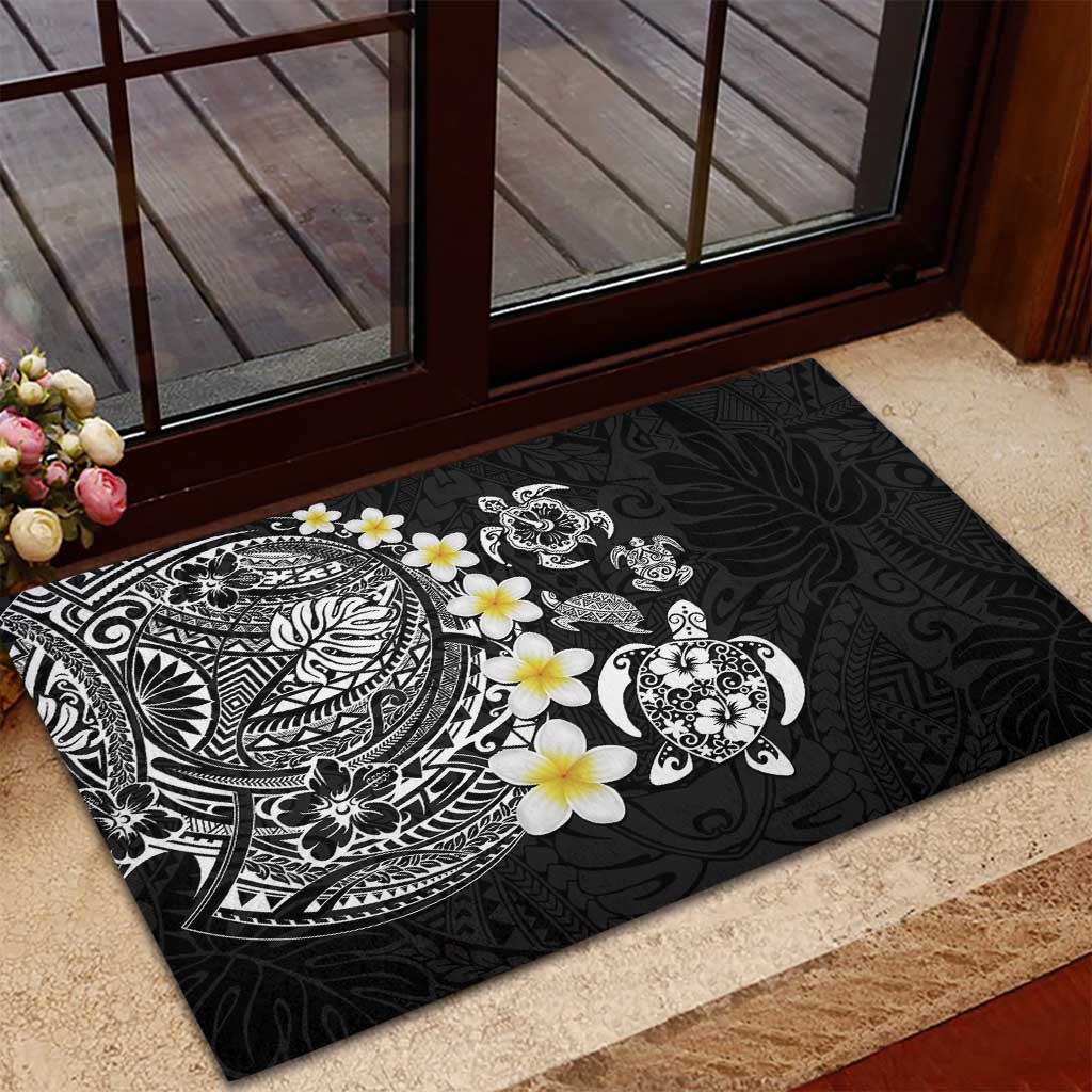 Hawaiian Plumeria Turtles Rubber Doormat Polynesian Art Tattoo LT03 - Polynesian Pride