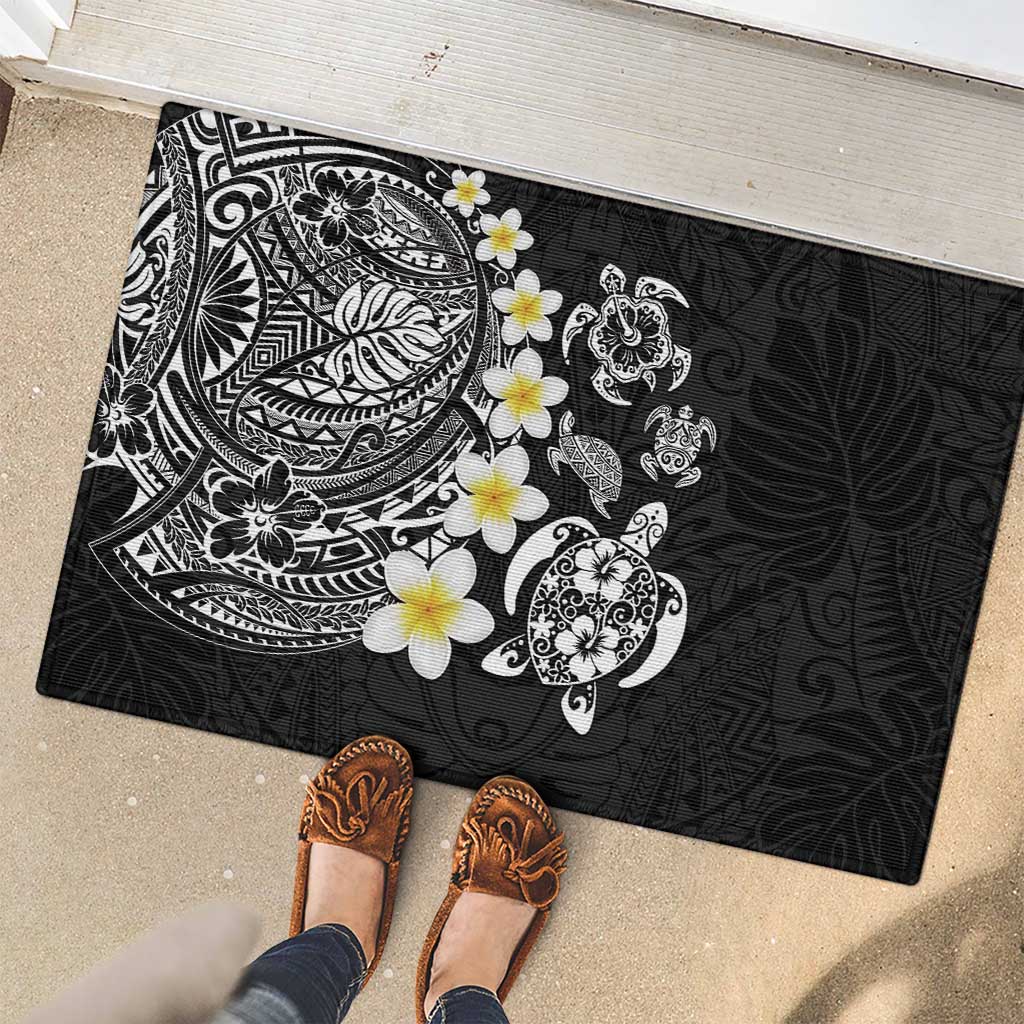 Hawaiian Plumeria Turtles Rubber Doormat Polynesian Art Tattoo LT03 - Polynesian Pride