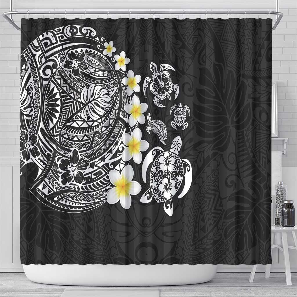 Hawaiian Plumeria Turtles Shower Curtain Polynesian Art Tattoo