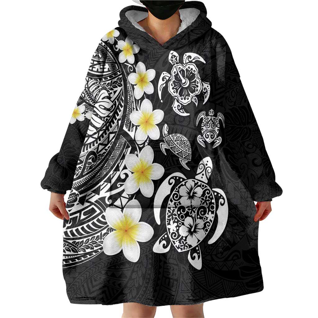 Hawaiian Plumeria Turtles Wearable Blanket Hoodie Polynesian Art Tattoo LT03 - Polynesian Pride