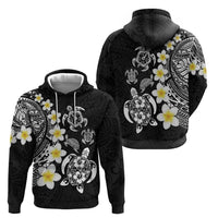 Hawaiian Plumeria Turtles Zip Hoodie Polynesian Art Tattoo