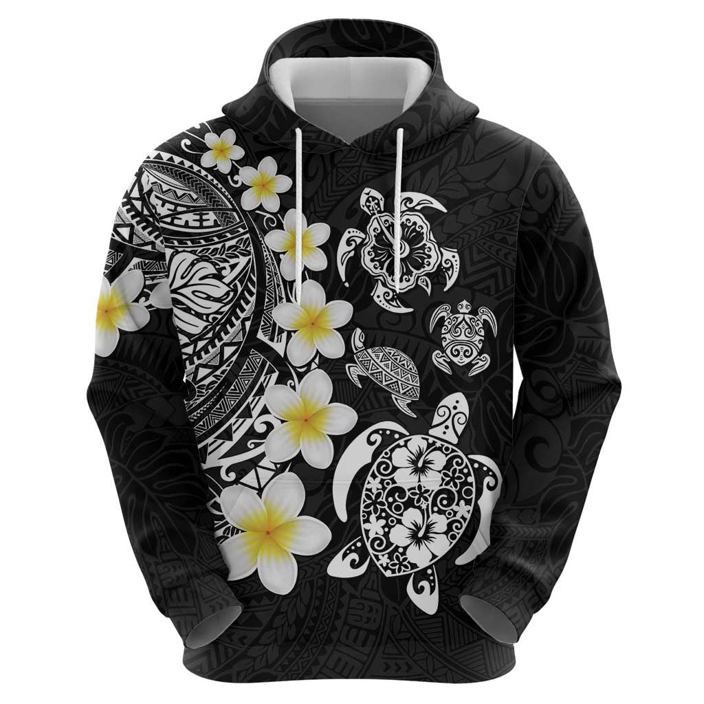 Hawaiian Plumeria Turtles Zip Hoodie Polynesian Art Tattoo