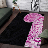 Samoan Art Tattoo Polynesian Pattern Area Rug Pink Out Color