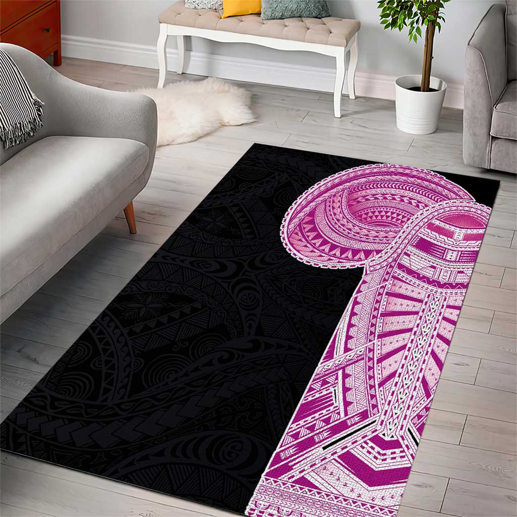 Samoan Art Tattoo Polynesian Pattern Area Rug Pink Out Color