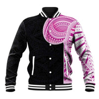 Samoan Art Tattoo Polynesian Pattern Baseball Jacket Pink Out Color LT03 Unisex Black - Polynesian Pride
