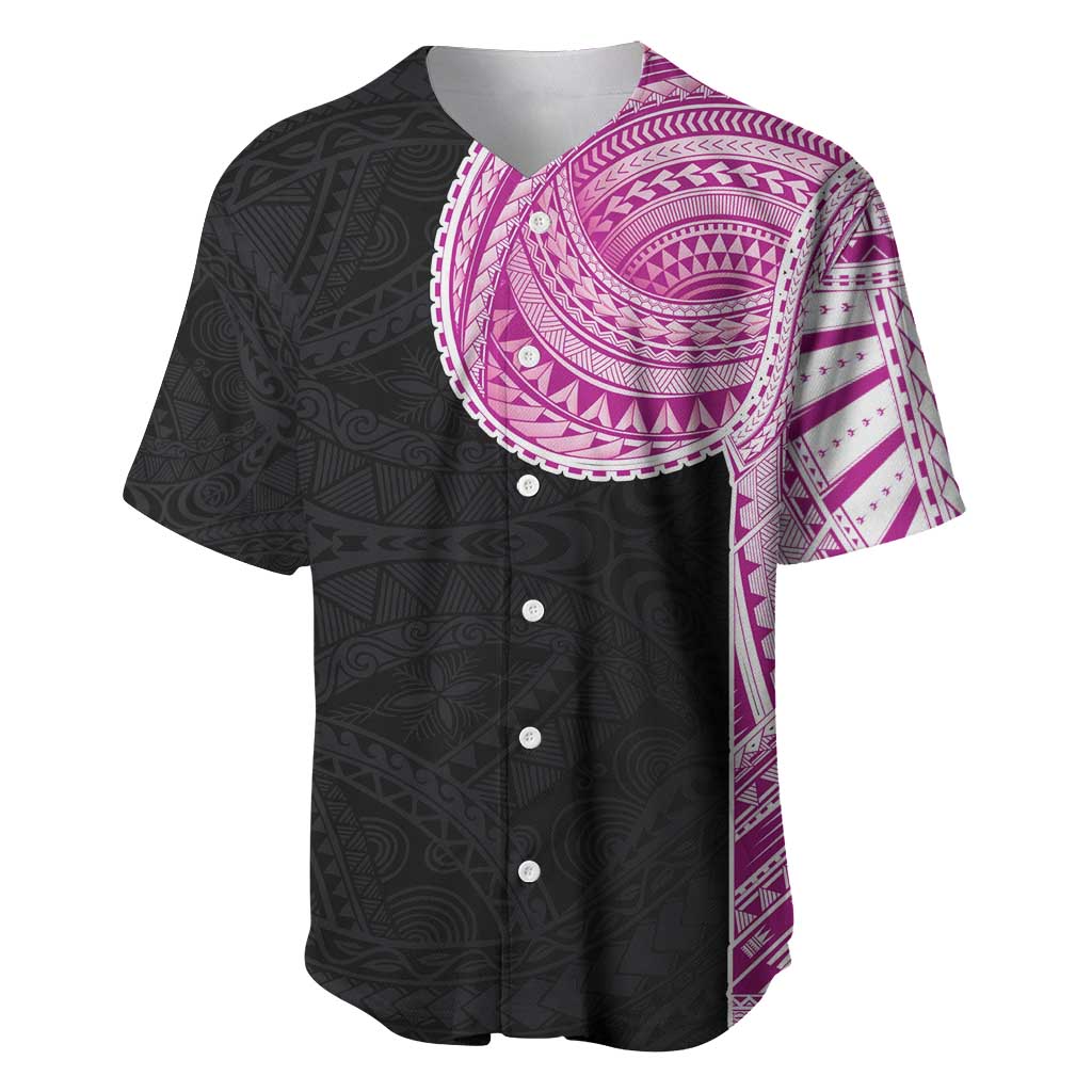 Samoan Art Tattoo Polynesian Pattern Baseball Jersey Pink Out Color