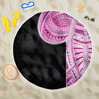 Samoan Art Tattoo Polynesian Pattern Beach Blanket Pink Out Color LT03 One Size 150cm Black - Polynesian Pride
