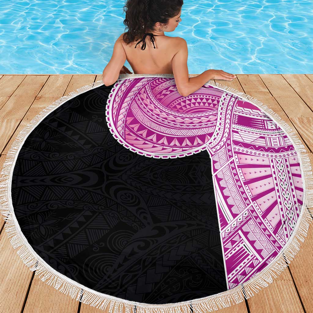 Samoan Art Tattoo Polynesian Pattern Beach Blanket Pink Out Color LT03 - Polynesian Pride
