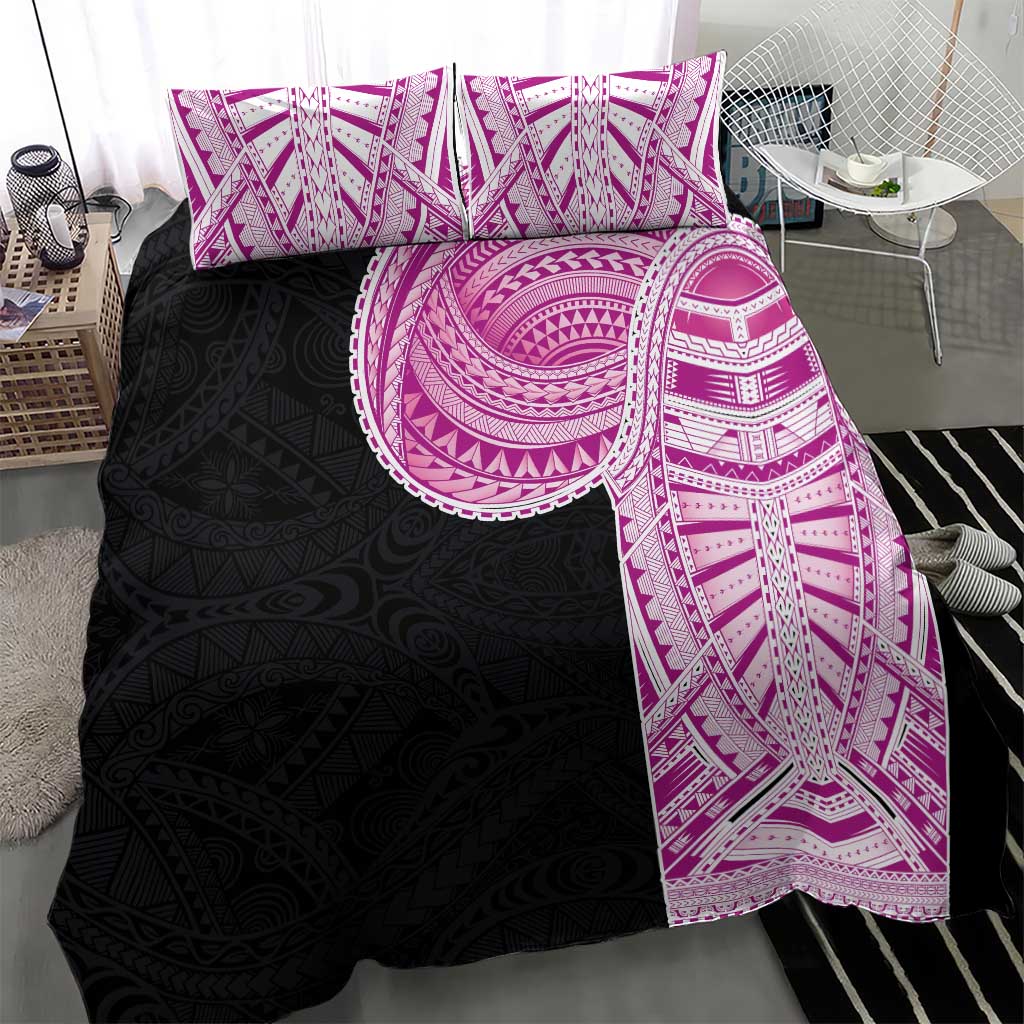 Samoan Art Tattoo Polynesian Pattern Bedding Set Pink Out Color