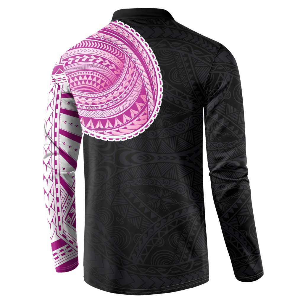 Samoan Art Tattoo Polynesian Pattern Button Sweatshirt Pink Out Color LT03 - Polynesian Pride